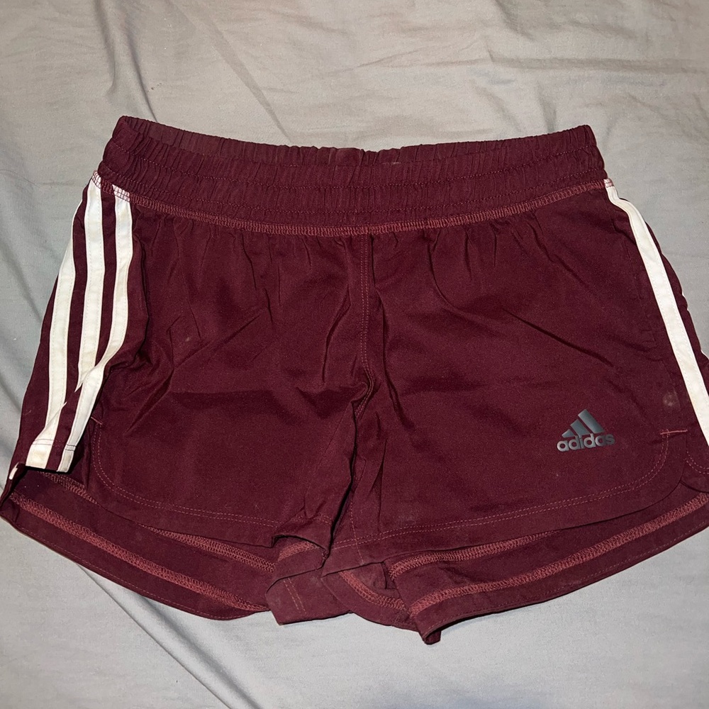 Adidas burgundy sport shorts